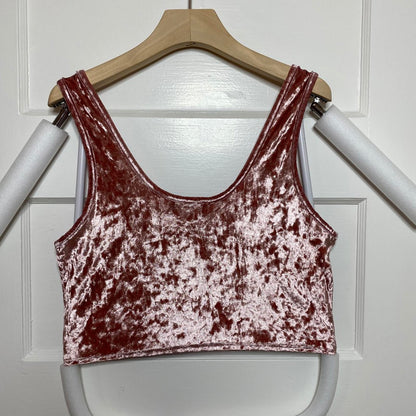 Fashion Nova Dusty Rose Velvet Crop Top Juniors XL Stretch Y2K Ballet Boho Club