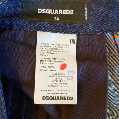 DSquared2 Dark Indigo Denim High Rise Pleated Trousers Italy 38 NWT Designer Mod