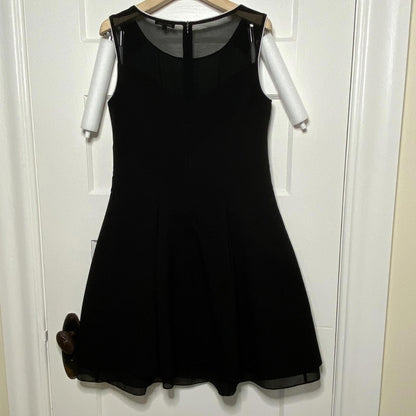 Riu Paris Black Illusion Sweetheart Dress XS Chiffon Hem Cocktail LBD Mod Party