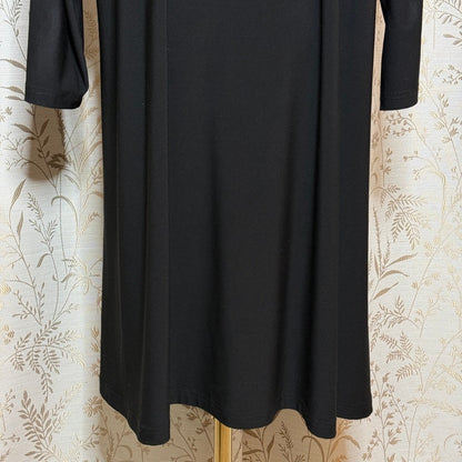 Sympli Black Henley Tunic Dress Womens 18 Lagenlook Minimalist Artsy Travel