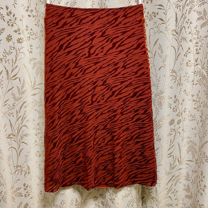 Forever 21 Tiger Print Velvet Burnout Skirt Small Rust Orange Indie Y2K Boho 90s