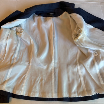Nine West Tailored Denim-Look Blazer Women 12 Office Siren Minimalist Corpcore