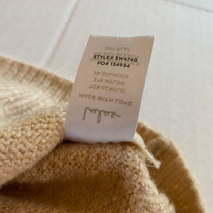 Lulus Nancie Colorblock Knit Sweater Small Camel Black Slouchy Cozy Neutral Soft