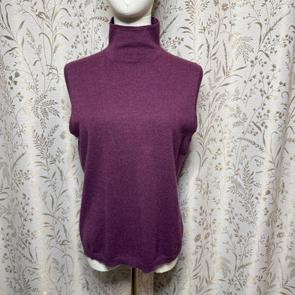 Cashmere Sweater Set Cardigan Sleeveless Turtleneck Womens L Wine Quiet Luxury