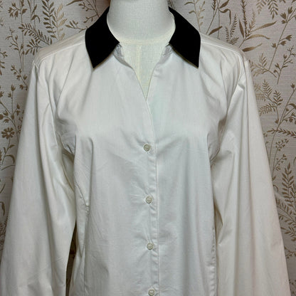 Lane Bryant Contrast Collar Cuff Button Down Top Women 20 Stretch Office Minimal