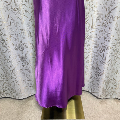 Alcea Rosea Purple Satin Lace Trim Crossback Slip Dress M Nightie Romantic Glam