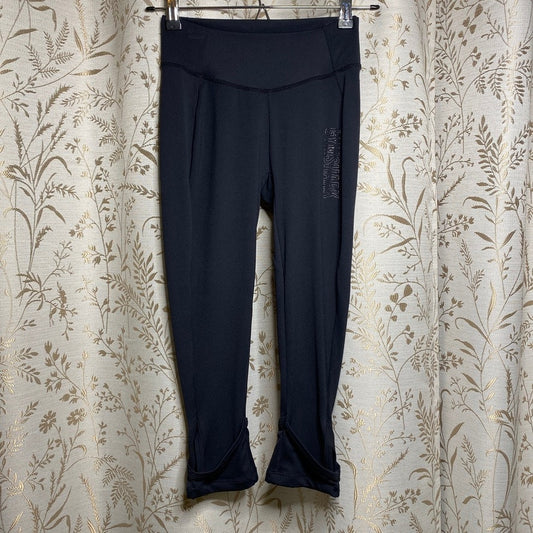 Gymshark Crop Leggings Black S Balletcore Pilates Sporty Cuffed Tulip Hem Slim