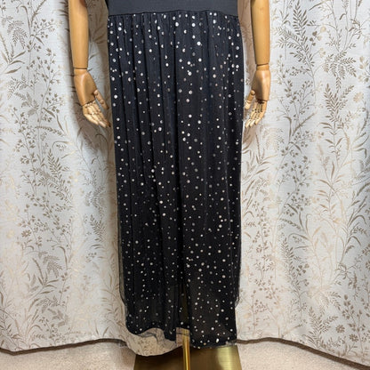 Whimsigoth Polka Dot Maxi Dress Women 1X Black Party Holiday Festive Going Out