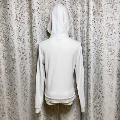 PINK Victoria's Secret Full-Zip White Hoodie XS Y2K Coquette Coziness Soft Girl
