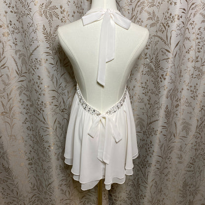 Victorias Secret White Halter Babydoll L Beaded Sequin Bridal Coquette Angelcore