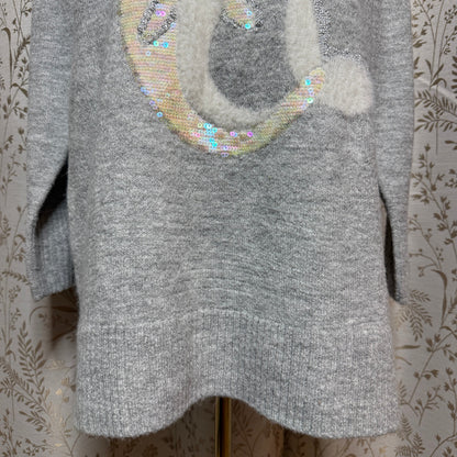 LC Lauren Conrad Sequin Narwhal Knit Tunic Sweater Womens L Whimsical Ocean Cozy