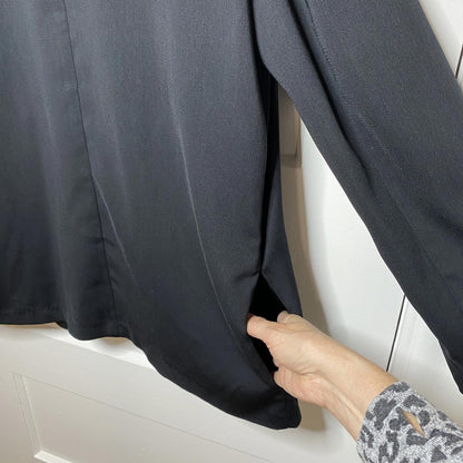 14th & Union Black Open Front Blazer Womens L Academia Professional Minimalist