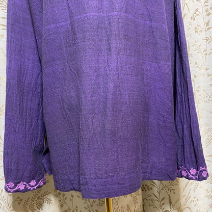 VTG 90s/Y2K Purple Cheongsam Embroidered Cotton Tunic XL Mandarin Floral Asian
