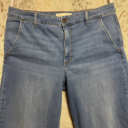 Ella Moss Wide-Leg Cropped Jeans Women 14 Med Indigo Stretch Coastal Casual Boho