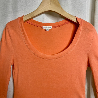 Zenna Outfitters Peach Scoop Neck Long Sleeve Top Womens XS Kidcore Preppy Y2K