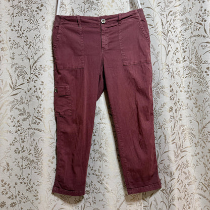 Sonoma Stretch Twill Crop Cargo Utility Pants Women 12 Wine Gorpcore Cabincore