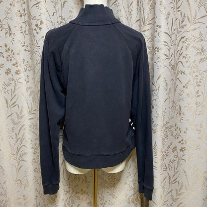 PINK Black Quarter-Zip Pullover XS Y2K Activewear Grunge Streetwear Distressed