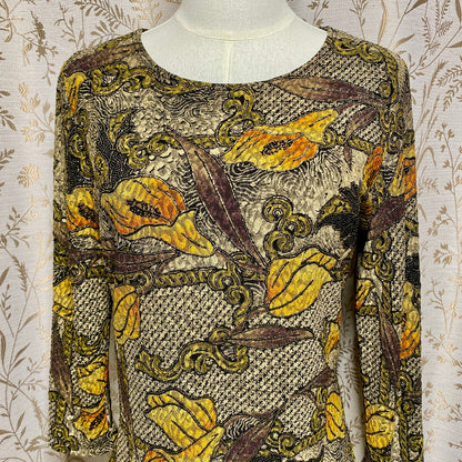Brittany Black Vintage Jacquard Mesh Calla Lily Top Artsy Whimsigoth Fairycore