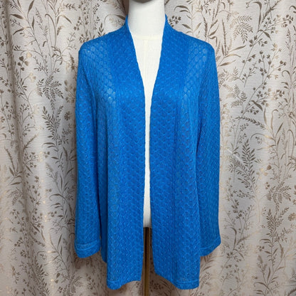 Blair Vintage Blue Pointelle Knit Cardigan Women XL Coastal Grandma Retro Office