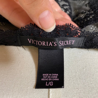 Victoria's Secret Black Sheer Lace Mesh Babydoll Slip Dress Large Romantic Vampy