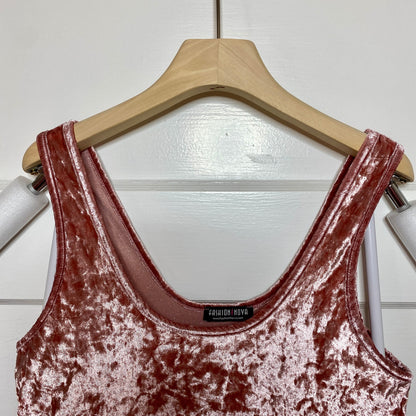 Fashion Nova Womens Pink Crushed Velvet Crop Top Tank XL Y2K Festival Rave Party