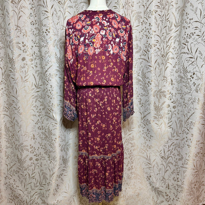 Knox Rose Boho Midi Dress Women XXL Button Front Autumn Prairie Cottagecore