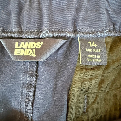 Lands' End Mid Rise Stretch Crop Pants Navy Blue Womens Sz 14 Coastal Minimalist