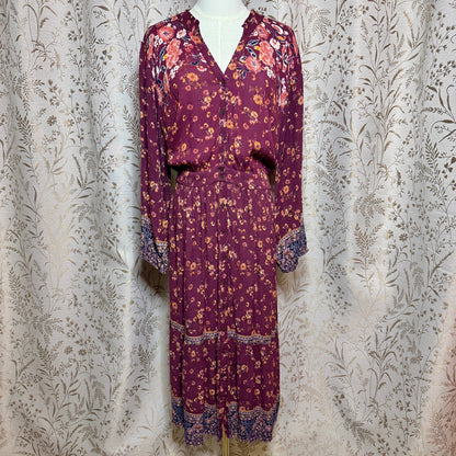 Knox Rose Boho Midi Dress Women XXL Button Front Autumn Prairie Cottagecore