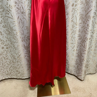 Victoria Secret Crimson Satin Lace Maxi Slip Dress Large Slit Sirencore Coquette
