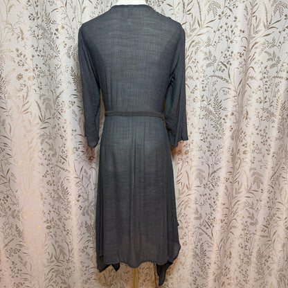 Monoreno Crochet Handkerchief Hem Midi Dress L Gray Boho Fairycore Whimsigoth