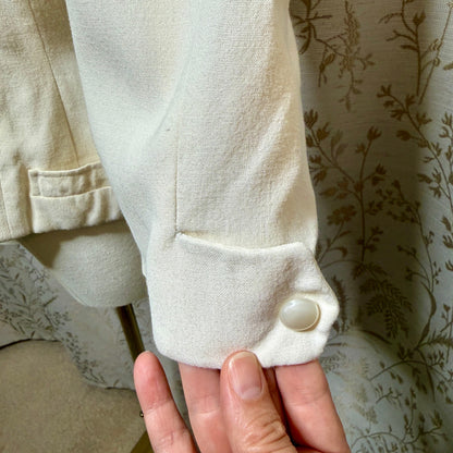Vintage Cream Peplum Blazer Womens S 3/4 Sleeve New Look Mid-Century Retro Chic