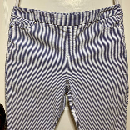 Mario Serrani Pinstriped Capri Pants Womens XL Coastal Sailor Chic Nautical