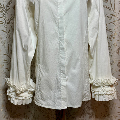 Ashley Stewart Ruffle Cuff Button Up Shirt Women 2XL White Pirate Ren Faire Goth