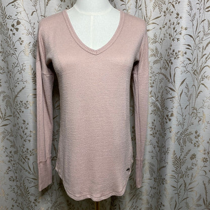 Abercrombie & Fitch Cozy Pink V-Neck Sweater XS Coquette Balletcore Romantic