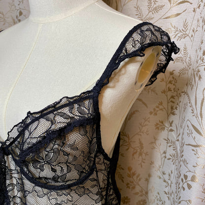 Victoria Secret Black Lace Flyaway Babydoll L Dark Coquette Romantic Fairy Goth