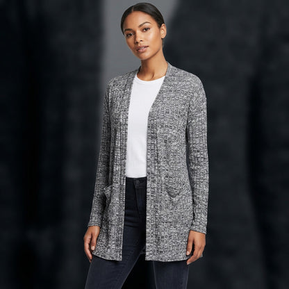 Art Class Marled Black/White Knit Cardigan Junior XL Minimalist Layering Pockets