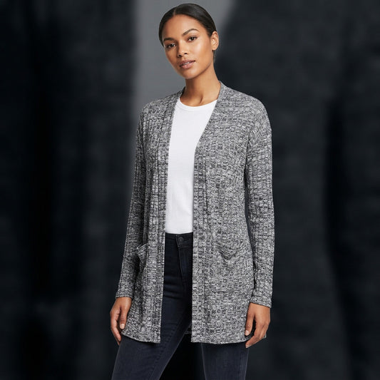 Art Class Marled Black/White Knit Cardigan Junior XL Minimalist Layering Pockets