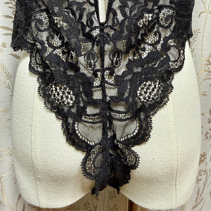 Victorias Secret Black Lace Plunge Teddy Womens L Sexy Sirencore Dark Coquette