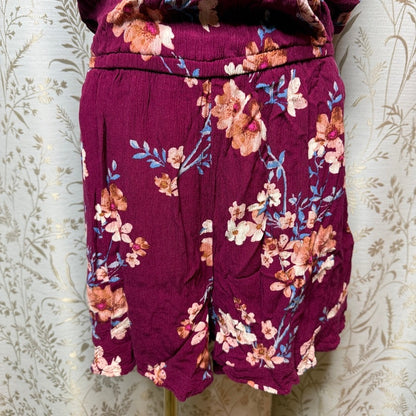 American Eagle Floral High Neck Romper Women S Keyhole Boho Festival Romantic
