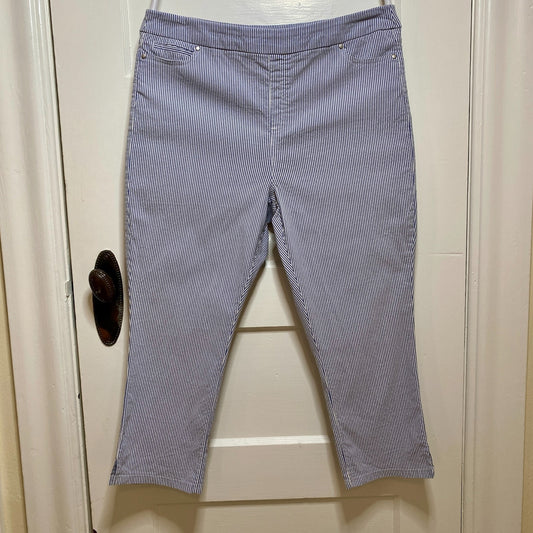 Mario Serrani Pinstriped Capri Pants Womens XL Coastal Sailor Chic Nautical