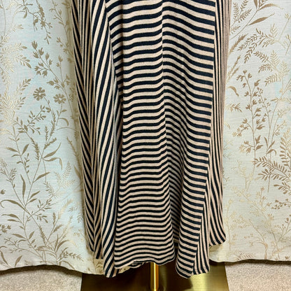 Bobeau Striped Foldover Waist Maxi Skirt Women L Tan Black Boho Chic Minimalist