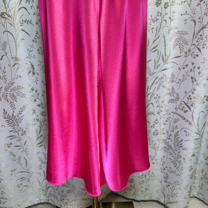 Shirley of Hollywood Hot Pink Satin Lace Slip Dress Womens S Romantic Coquette