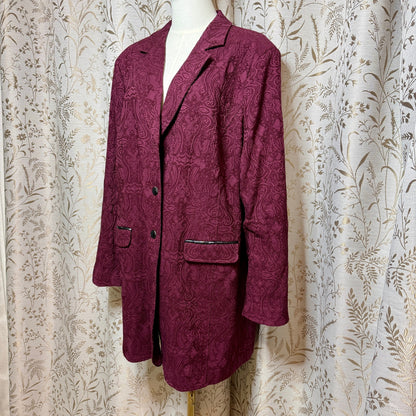 Monroe & Main Burgundy Tapestry Jacket Women Sz 18W Whimsigoth Victorian Vampire