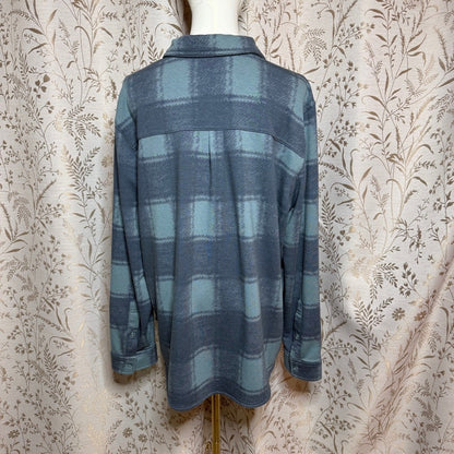 32 Degrees Heat Plaid Fleece Shirt Women XL Blue Cabincore Cozy Outdoor Gorpcore