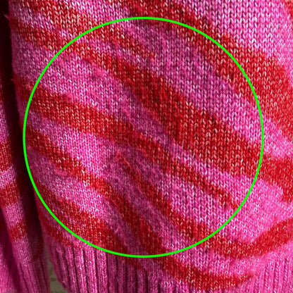 Nine West Red Pink Zebra Print Sweater Women L Dopamine Dressing Barbiecore Bold