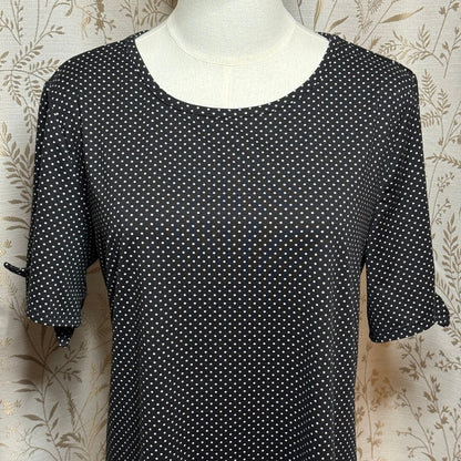 Croft & Barrow Polka Dot Short Sleeve Top Womens L Stretch Retro Classic Preppy