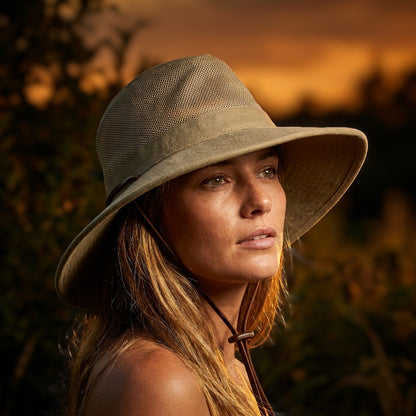Dorfman Pacific Khaki Safari Hat Medium Mesh Gorpcore Sun Hiking Outdoor Utility