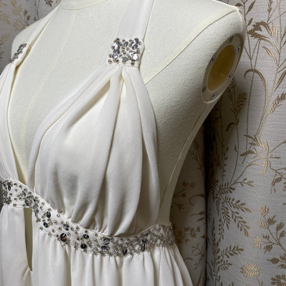Victorias Secret White Halter Babydoll L Beaded Sequin Bridal Coquette Angelcore