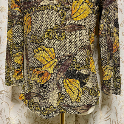 Brittany Black Vintage Jacquard Mesh Calla Lily Top Artsy Whimsigoth Fairycore