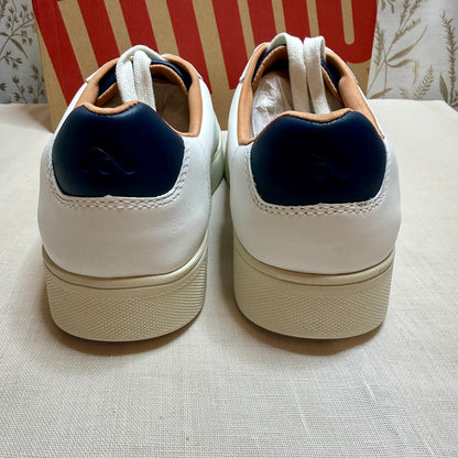Fitflop Rally Leather Panel Sneakers Women 11 White Blue Ergonomic Arch Support